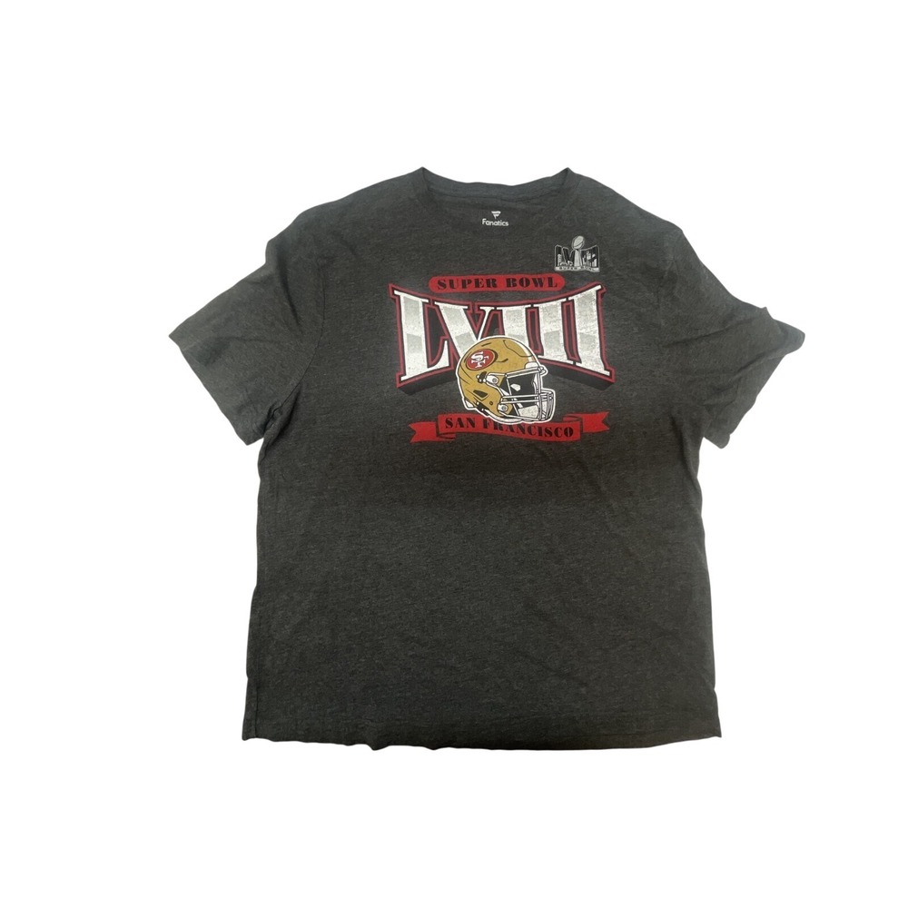 Fanatics San Francisco 49ers Super Bowl LVIII Charcoal Graphic T-Shirt Mens XL‎